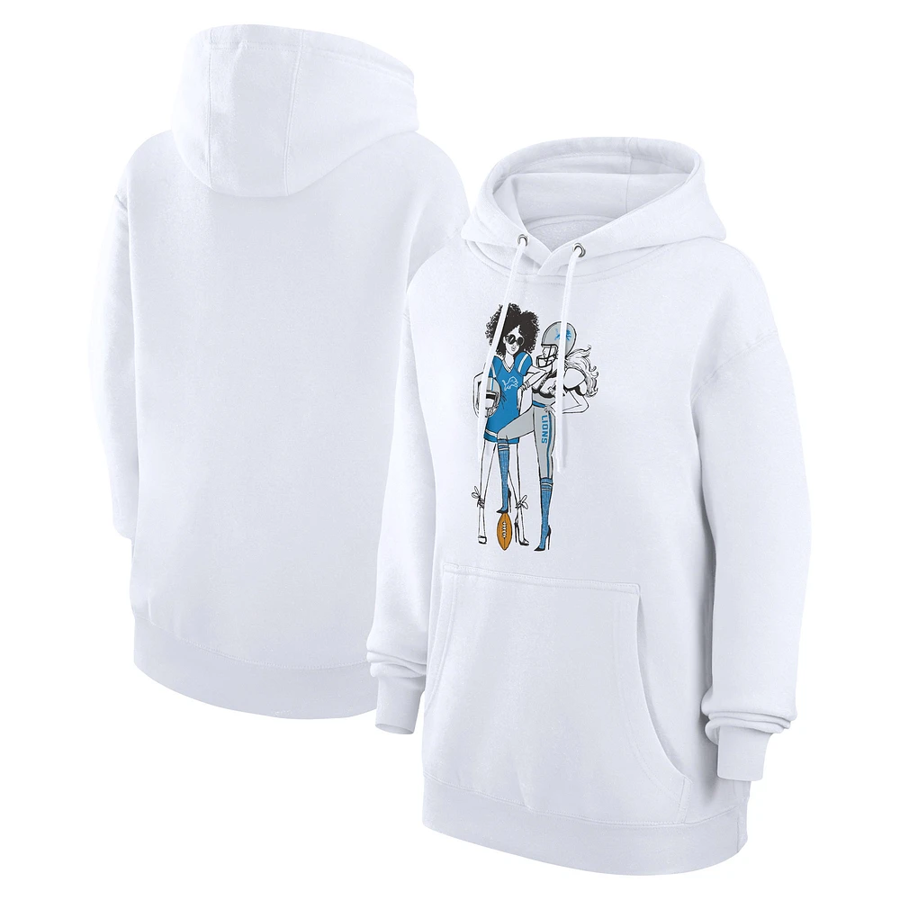 Women's G-III 4Her by Carl Banks White Detroit Lions Football Girls Graphic Pullover Hoodie