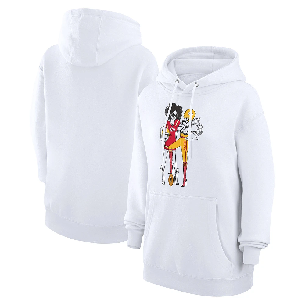 Women's G-III 4Her by Carl Banks White Kansas City Chiefs Football Girls Graphic Pullover Hoodie