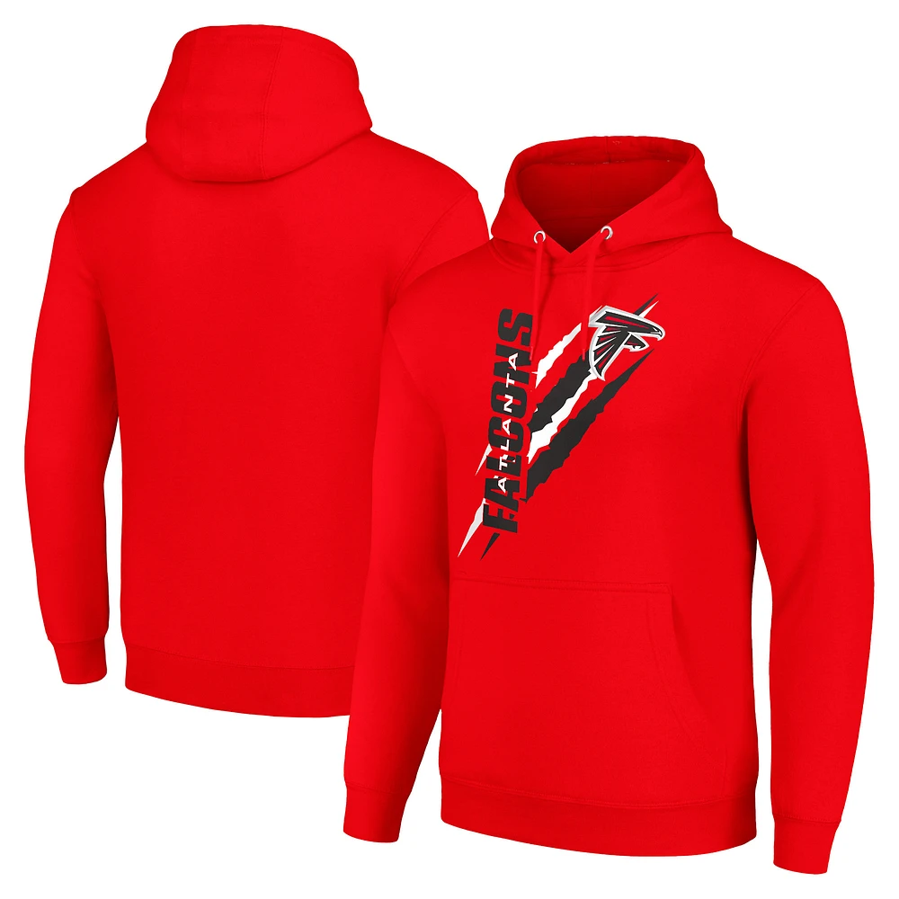 Unisex Starter Red Atlanta Falcons Color Scratch Fleece Pullover Hoodie