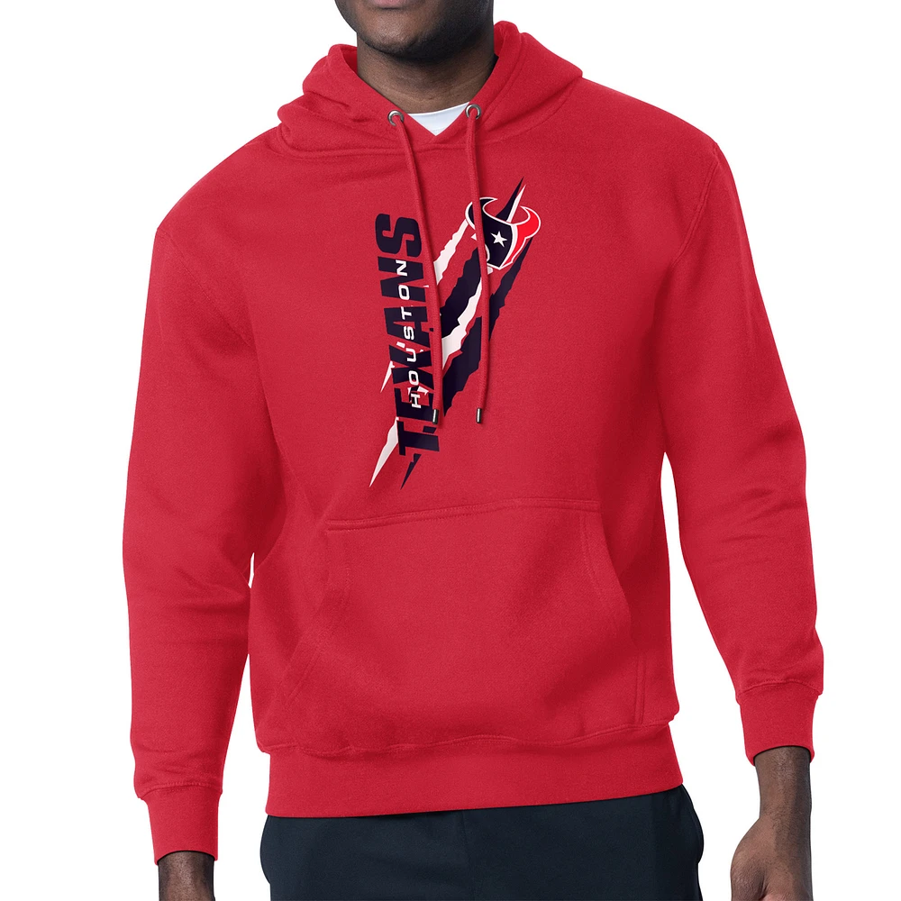 Unisex Starter Red Houston Texans Color Scratch Fleece Pullover Hoodie
