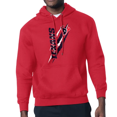 Unisex Starter Red Houston Texans Color Scratch Fleece Pullover Hoodie