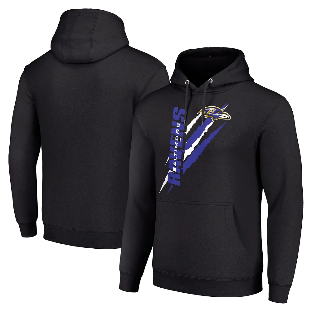 Unisex Starter Black Baltimore Ravens Color Scratch Fleece Pullover Hoodie