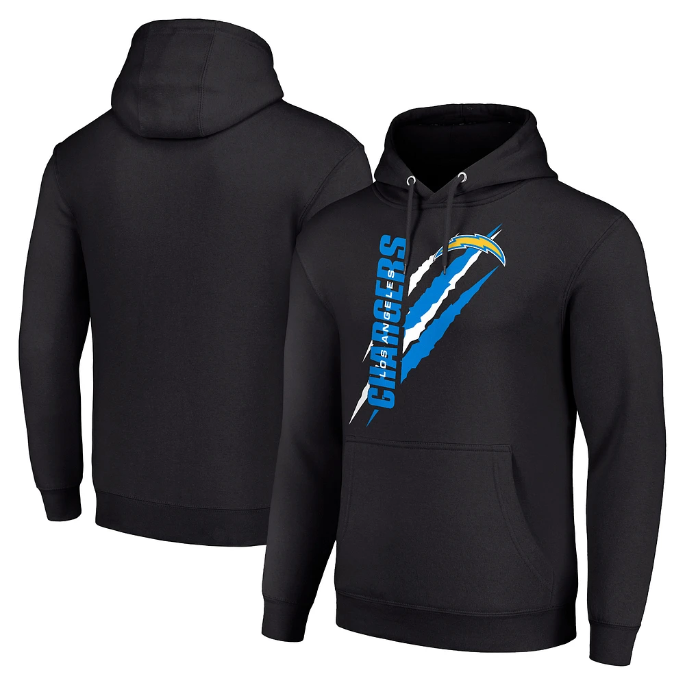 Unisex Starter Black Los Angeles Chargers Color Scratch Fleece Pullover Hoodie