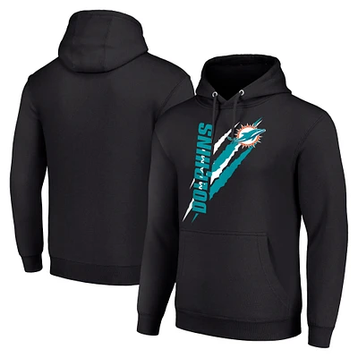 Unisex Starter Black Miami Dolphins Color Scratch Fleece Pullover Hoodie