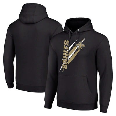 Unisex Starter Black New Orleans Saints Color Scratch Fleece Pullover Hoodie