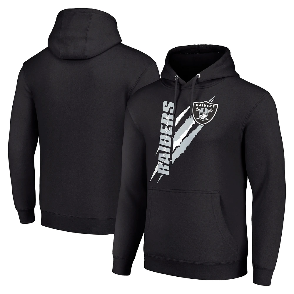 Unisex Starter Black Las Vegas Raiders Color Scratch Fleece Pullover Hoodie