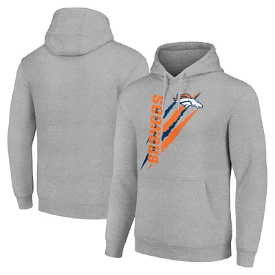Unisex Starter Heather Gray Denver Broncos Color Scratch Fleece Pullover Hoodie
