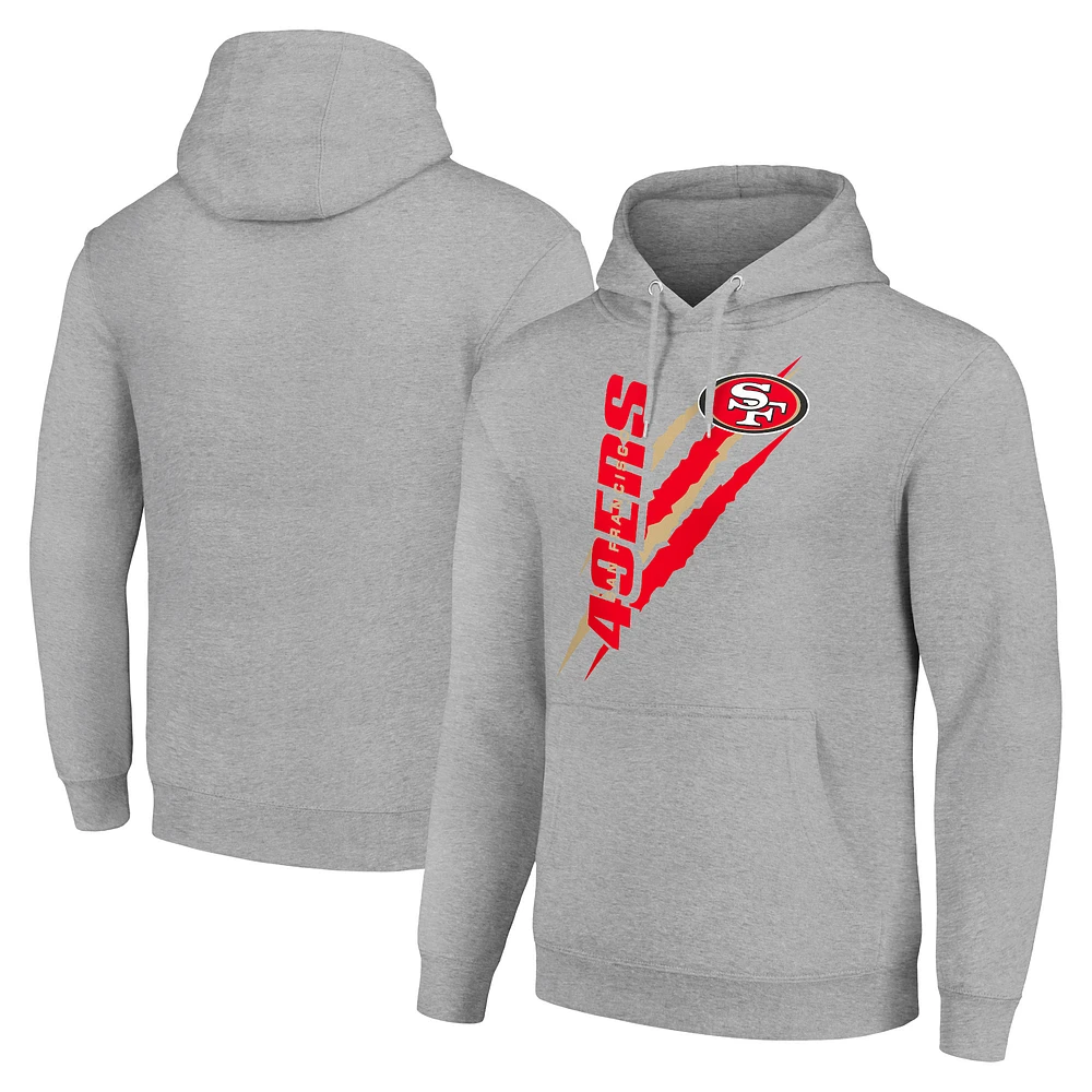 Unisex Starter Heather Gray San Francisco 49ers Color Scratch Fleece Pullover Hoodie