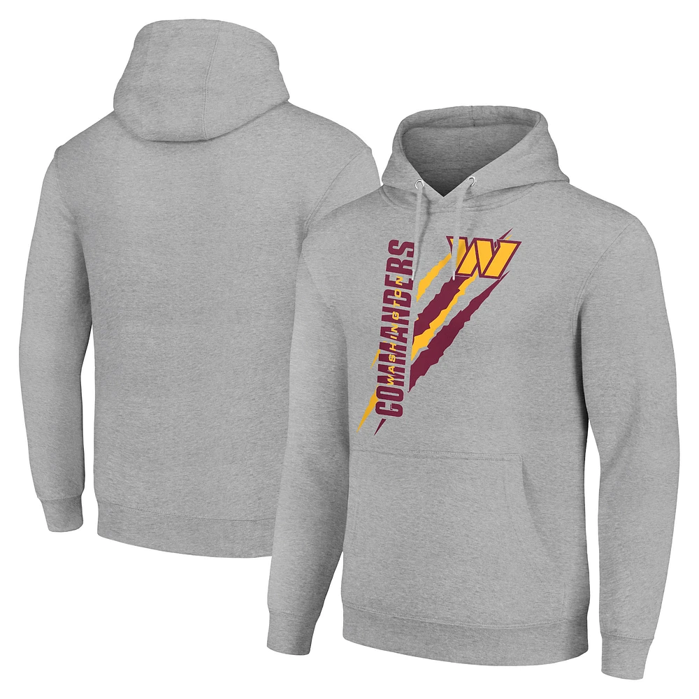 Unisex Starter Heather Gray Washington Commanders Color Scratch Fleece Pullover Hoodie
