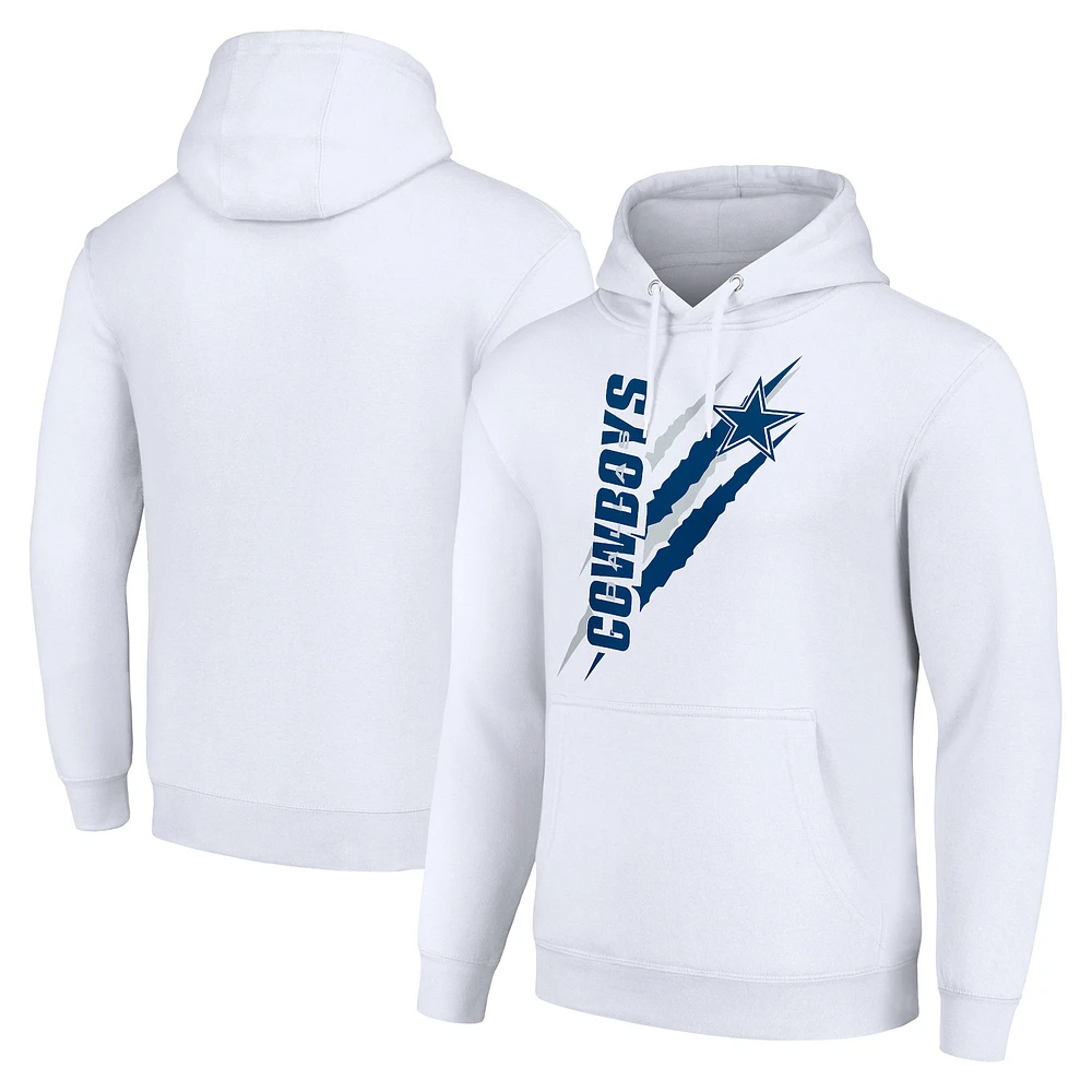 Unisex Starter White Dallas Cowboys Color Scratch Fleece Pullover Hoodie