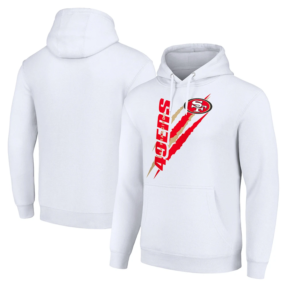 Unisex Starter White San Francisco 49ers Color Scratch Fleece Pullover Hoodie