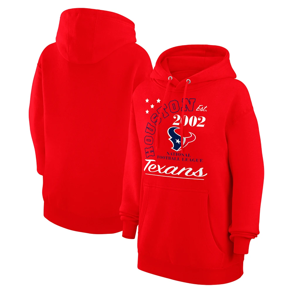 Unisex Starter Red Houston Texans Arch Team Fleece Pullover Hoodie