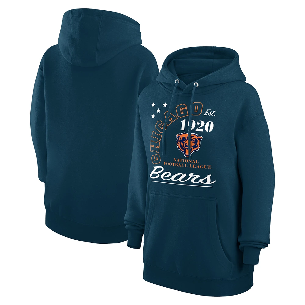 Unisex Starter Navy Chicago Bears Arch Team Fleece Pullover Hoodie