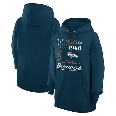 Unisex Starter Navy Denver Broncos Arch Team Fleece Pullover Hoodie