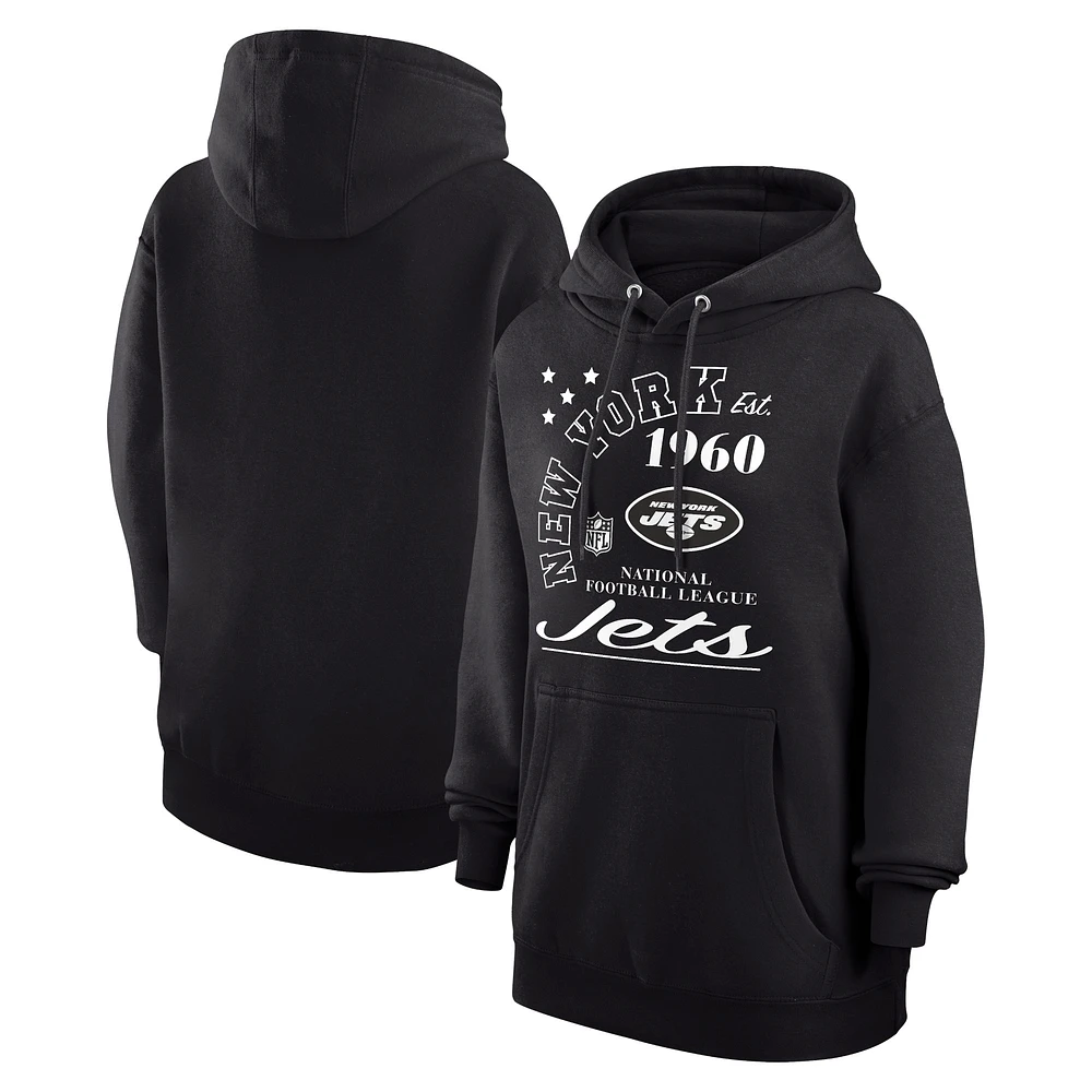 Unisex Starter Black New York Jets Arch Team Fleece Pullover Hoodie
