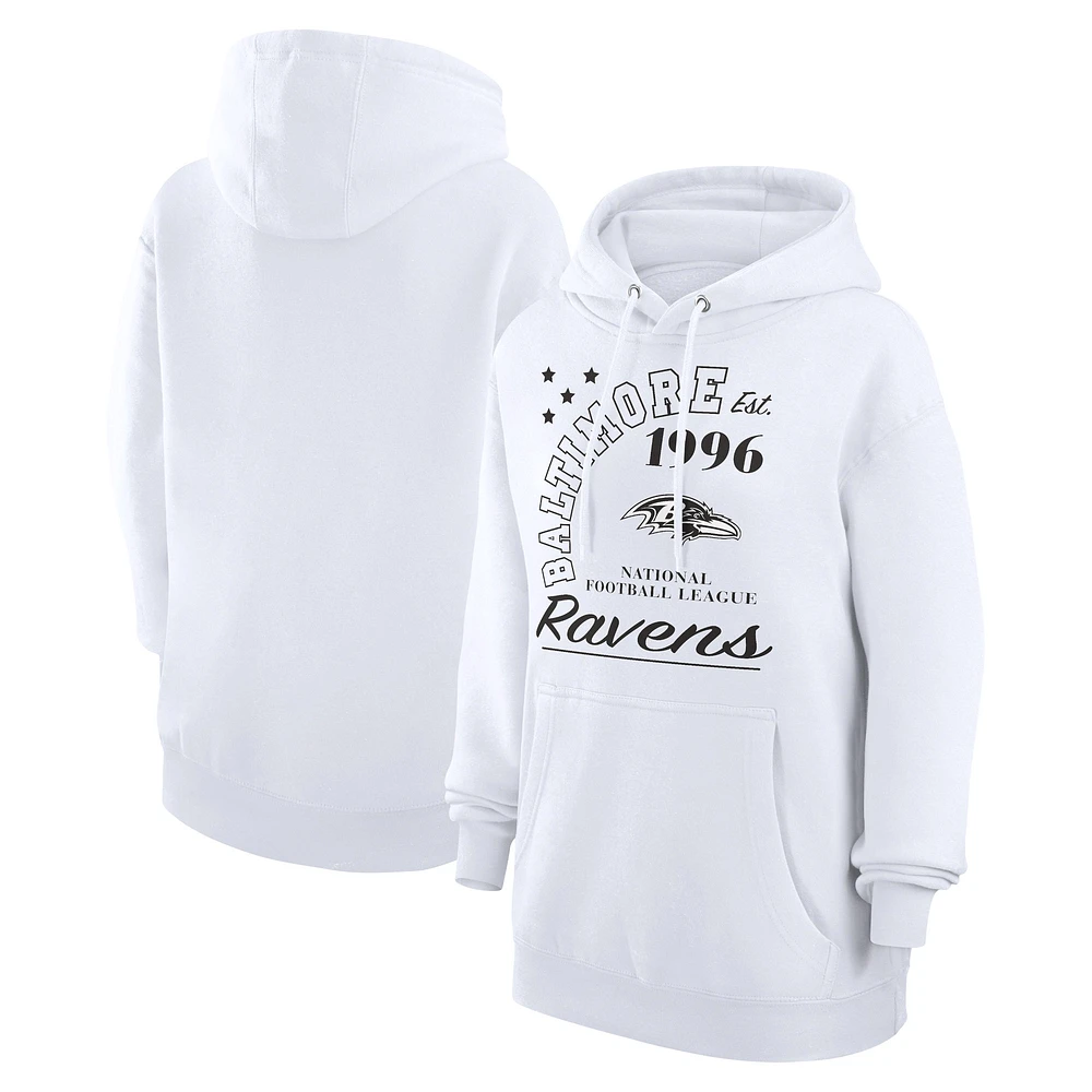 Unisex Starter White Baltimore Ravens Arch Team Fleece Pullover Hoodie