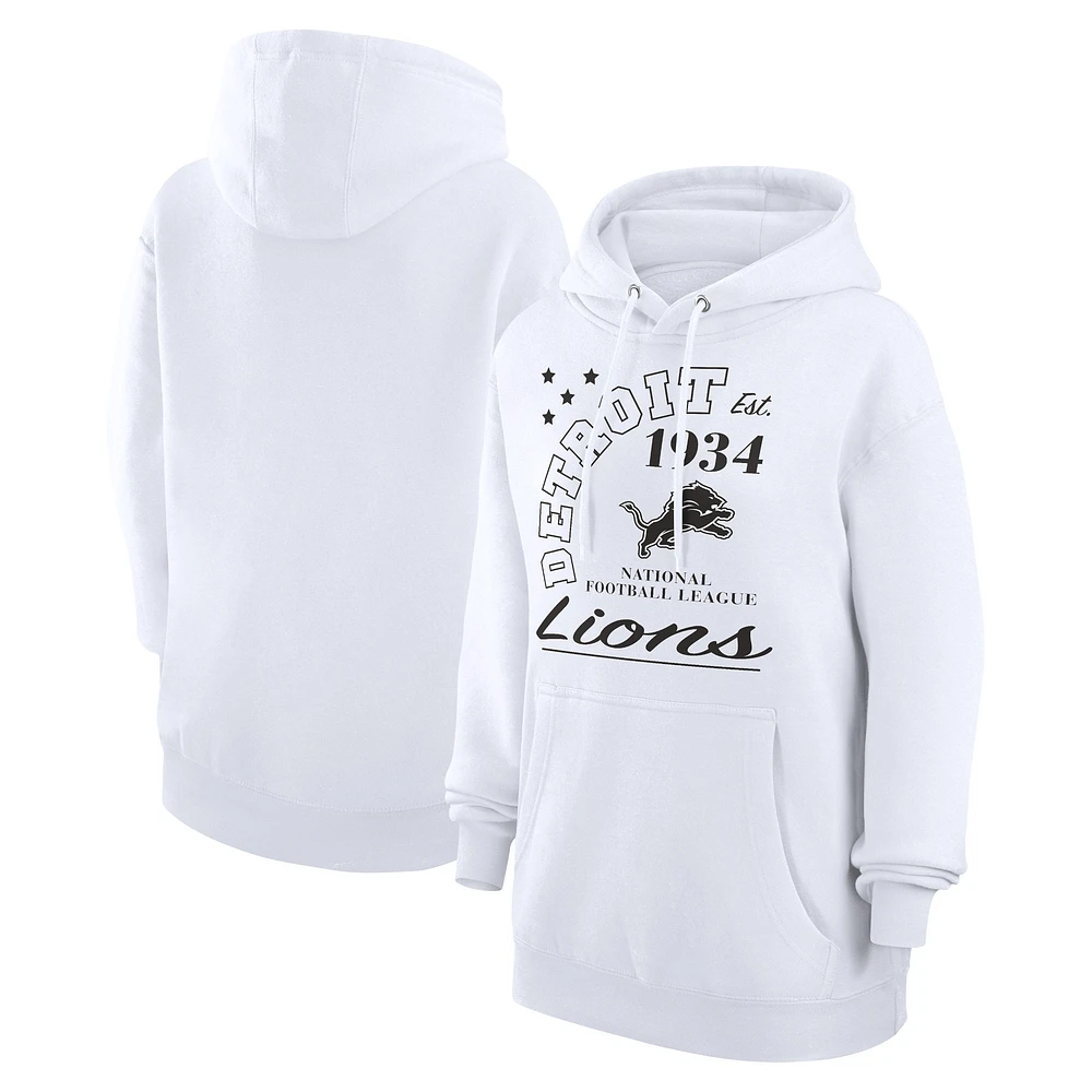 Unisex Starter White Detroit Lions Arch Team Fleece Pullover Hoodie