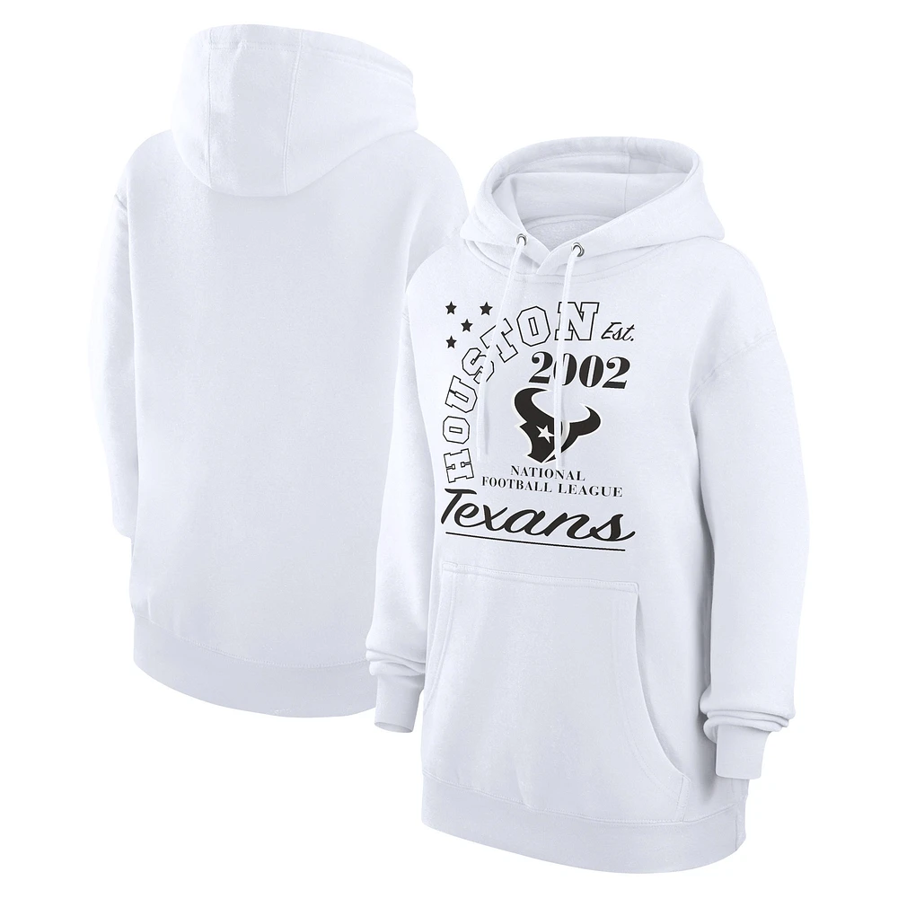 Unisex Starter White Houston Texans Arch Team Fleece Pullover Hoodie