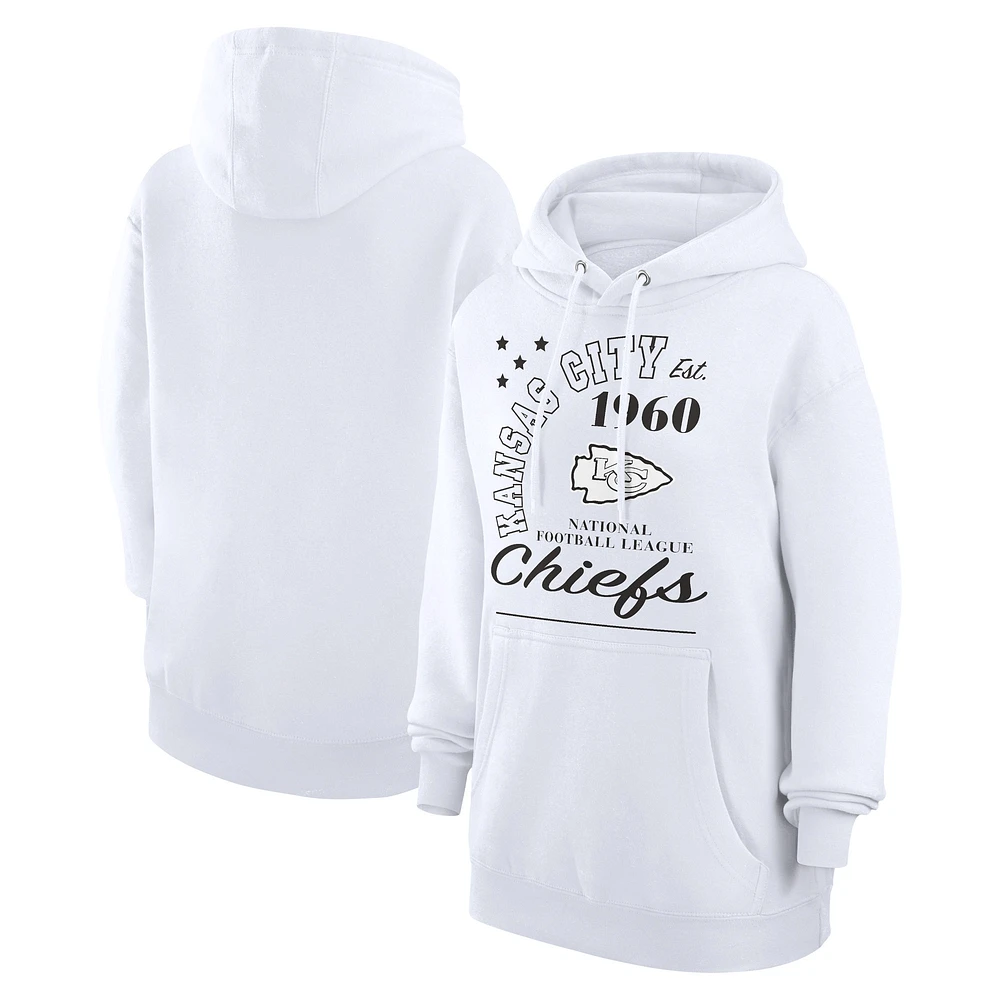 Unisex Starter White Kansas City Chiefs Arch Team Fleece Pullover Hoodie