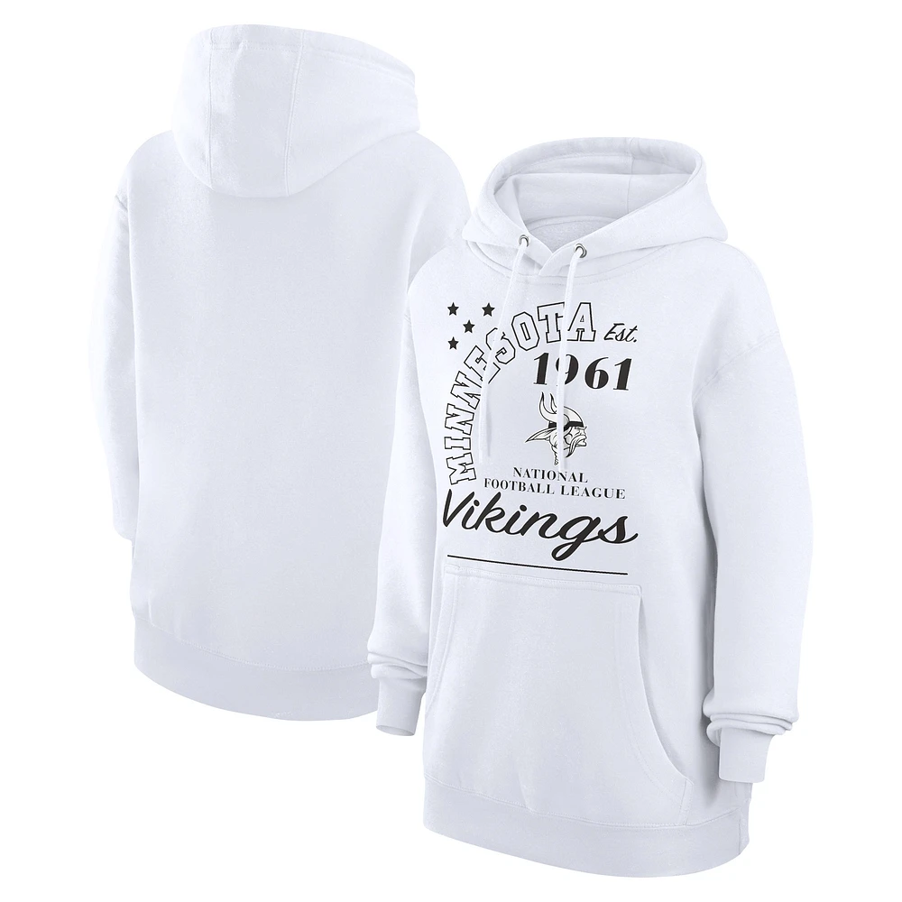 Unisex Starter White Minnesota Vikings Arch Team Fleece Pullover Hoodie