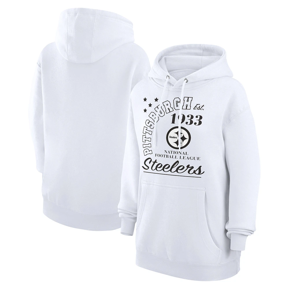 Unisex Starter White Pittsburgh Steelers Arch Team Fleece Pullover Hoodie