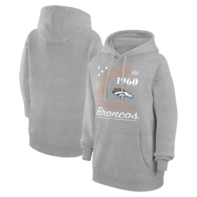 Unisex Starter Heather Gray Denver Broncos Arch Team Fleece Pullover Hoodie
