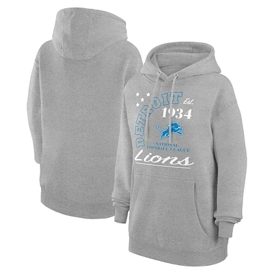 Unisex Starter Heather Gray Detroit Lions Arch Team Fleece Pullover Hoodie