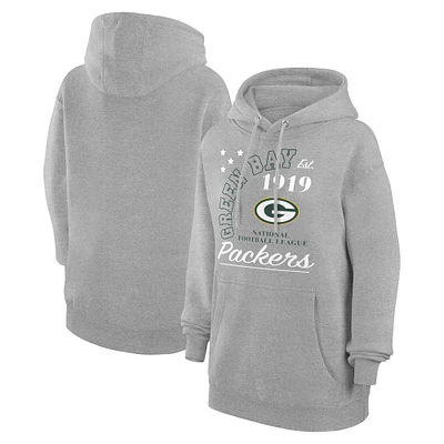 Unisex Starter Heather Gray Green Bay Packers Arch Team Fleece Pullover Hoodie