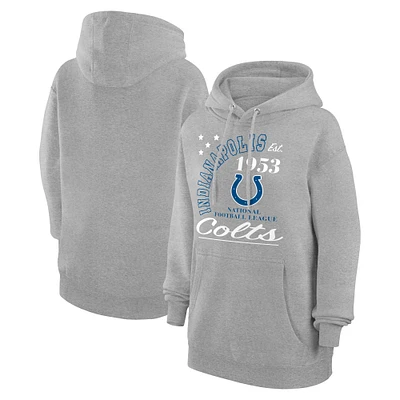 Unisex Starter Heather Gray Indianapolis Colts Arch Team Fleece Pullover Hoodie