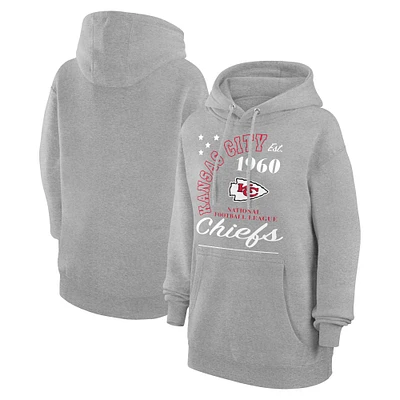 Unisex Starter Heather Gray Kansas City Chiefs Arch Team Fleece Pullover Hoodie