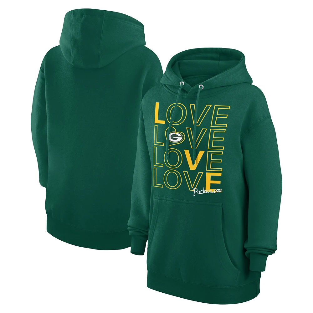 Women's G-III 4Her by Carl Banks Hunter Green Bay Packers Love Graphic Pullover Hoodie