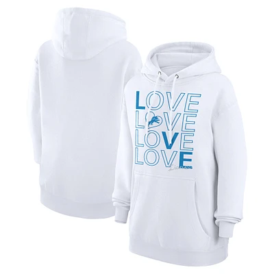 Women's G-III 4Her by Carl Banks White Detroit Lions Love Graphic Pullover Hoodie