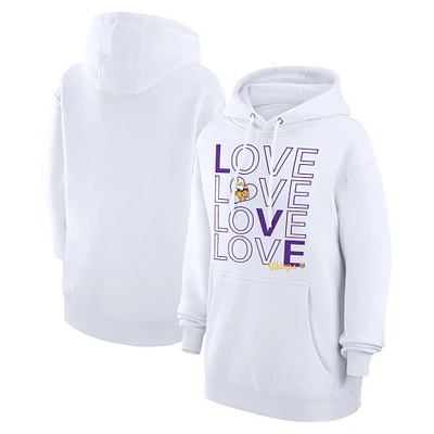 Women's G-III 4Her by Carl Banks White Minnesota Vikings Love Graphic Pullover Hoodie