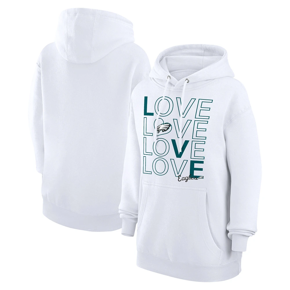 Women's G-III 4Her by Carl Banks White Philadelphia Eagles Love Graphic Pullover Hoodie