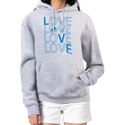 Women's G-III 4Her by Carl Banks Heather Gray Detroit Lions Love Graphic Pullover Hoodie
