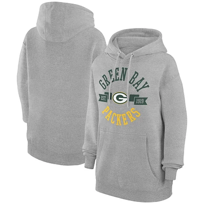 Women's G-III 4Her by Carl Banks Heather Gray Green Bay Packers City Graphic Team Fleece Pullover Hoodie