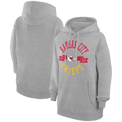 Women's G-III 4Her by Carl Banks Heather Gray Kansas City Chiefs Graphic Team Fleece Pullover Hoodie