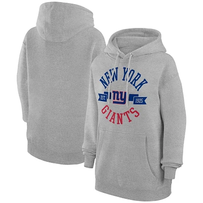 Women's G-III 4Her by Carl Banks Heather Gray New York Giants City Graphic Team Fleece Pullover Hoodie