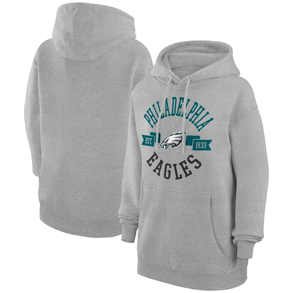 Women's G-III 4Her by Carl Banks Heather Gray Philadelphia Eagles City Graphic Team Fleece Pullover Hoodie