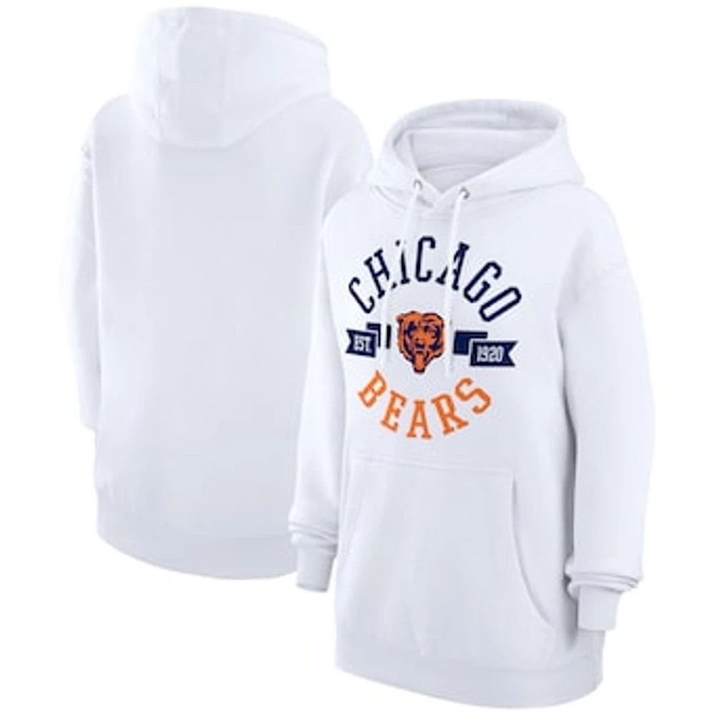 Women's G-III 4Her by Carl Banks White Chicago Bears City Graphic Team Fleece Pullover Hoodie