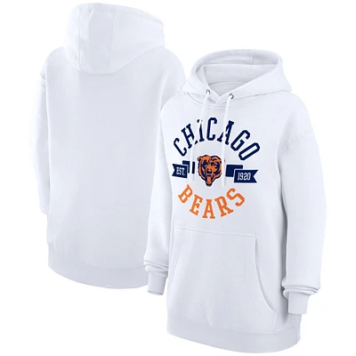 Women's G-III 4Her by Carl Banks White Chicago Bears City Graphic Team Fleece Pullover Hoodie