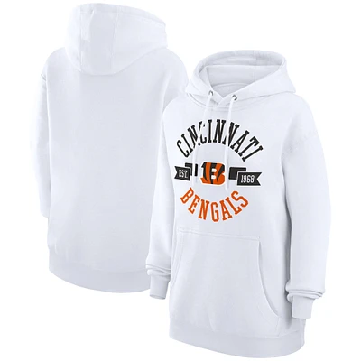 Women's G-III 4Her by Carl Banks White Cincinnati Bengals City Graphic Team Fleece Pullover Hoodie