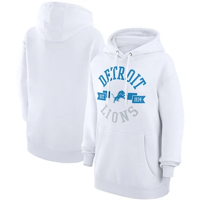 Women's G-III 4Her by Carl Banks White Detroit Lions City Graphic Team Fleece Pullover Hoodie