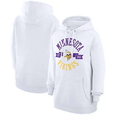 Women's G-III 4Her by Carl Banks White Minnesota Vikings City Graphic Team Fleece Pullover Hoodie