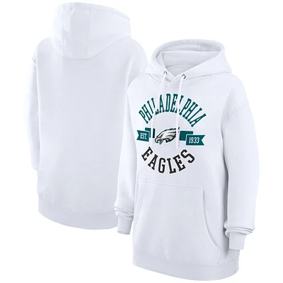 Women's G-III 4Her by Carl Banks White Philadelphia Eagles City Graphic Team Fleece Pullover Hoodie