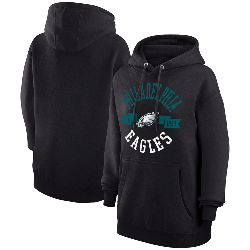 Women's G-III 4Her by Carl Banks Black Philadelphia Eagles City Graphic Team Fleece Pullover Hoodie