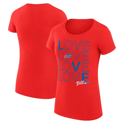 Women's G-III 4Her by Carl Banks Red Buffalo Bills Super-Slim Fit Lightweight Love Graphic T-Shirt