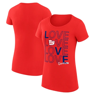 Women's G-III 4Her by Carl Banks Red New York Giants Super-Slim Fit Lightweight Love Graphic T-Shirt