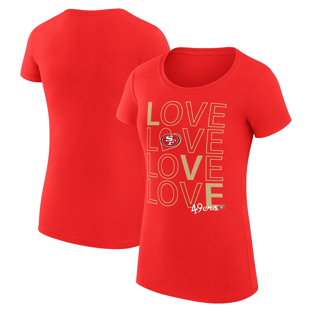 Women's G-III 4Her by Carl Banks Scarlet San Francisco 49ers Super-Slim Fit Lightweight Love Graphic T-Shirt