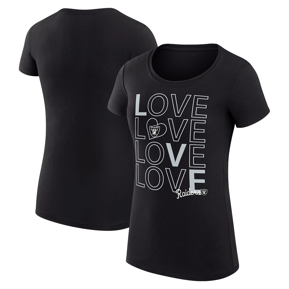 Women's G-III 4Her by Carl Banks Black Las Vegas Raiders Super-Slim Fit Lightweight Love Graphic T-Shirt